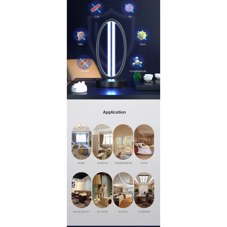 Lampa germicida UV + Ozon dezinfectie spatii, eliminare sigura si noninvaziva a bacteriilor cu telecomanda