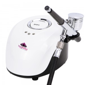 Aparat Mini Airbrush Tratamente Faciale, Kit cu Compresor si Pistol Nutritionare Ten, Lifting si Ingrijire, 25 PSI,  Pistol Machiaj
