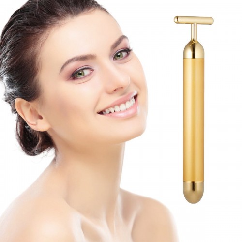 Stilou Cosmetic Gold Bar 24k Masaj Facial, Cap rotativ 3D energie electrica sonica, Anti-riduri, Beauty Gold Bar 24k Golden Pulse Stilou Cosmetic Gold Bar 24k Masaj Facial, Cap rotativ 3D energie electrica sonica, Anti-riduri, Beauty Gold Bar 24k Golden Pulse