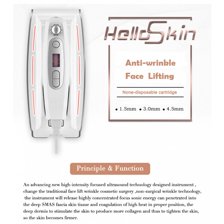 Aparat Ultrasunete Mini HIFU Lifting Facial, Indepartarea Ridurilor, Intinerirea pielii - Energie cu ultrasunete concentrata la intensitate ridicata Hello Skin 022