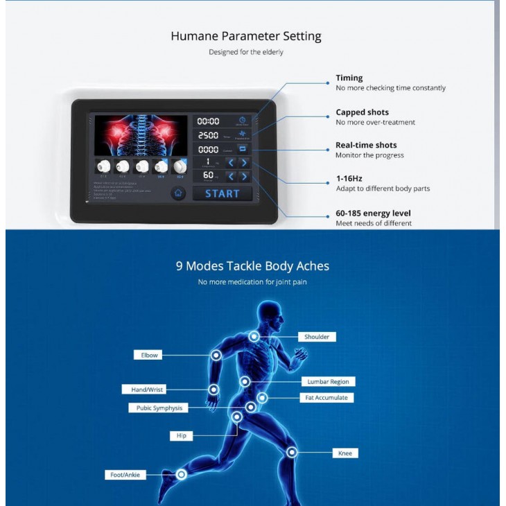 Aparat Terapie Shockwave Profesional Tratarea afectiunilor aparatului locomotor, Ameliorarea durerii, Fizioterapie, Disfunctie erectila, STONE SW7