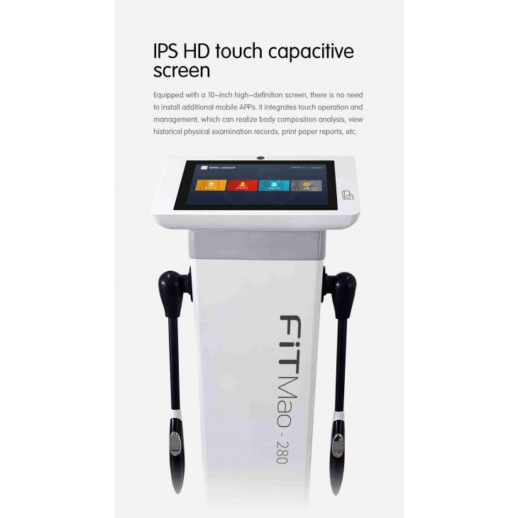 Analizor de compoziție corporală WIFI, 8 Electrozi mai multe frecvente Masurare Bioelecrica, Ecran tactil IPS de 10 inchi, Raport testare in Cloud FM280